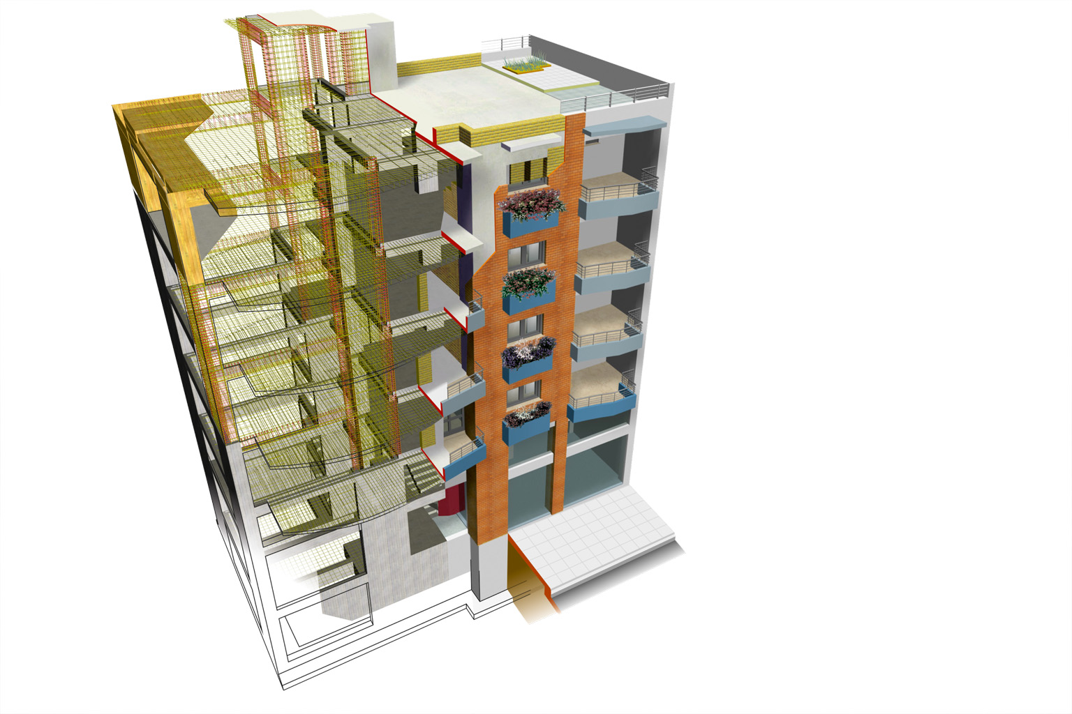 Reinforced-concrete building represented as a HoloBIM structural model