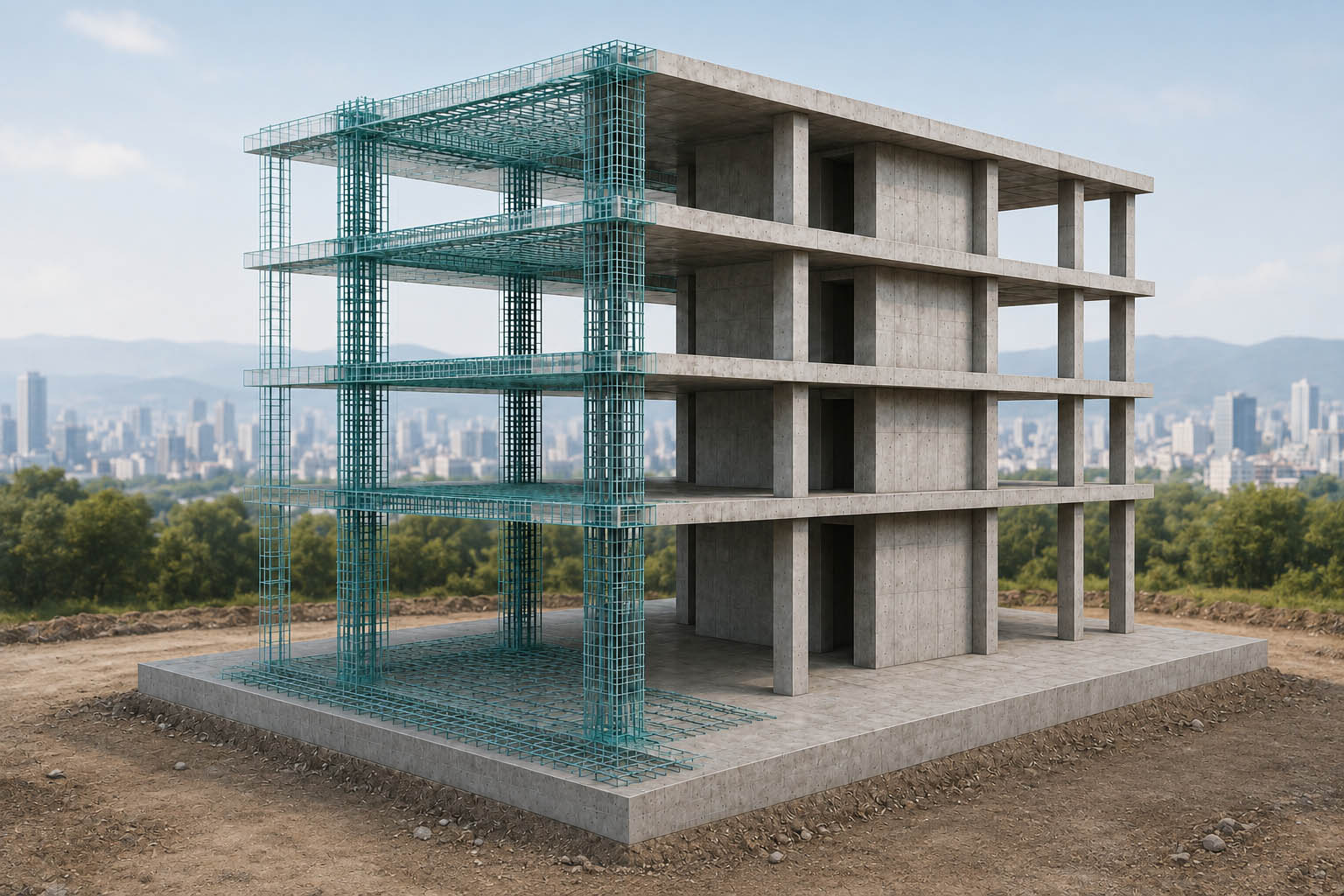 Reinforced-concrete building represented as a HoloBIM structural model